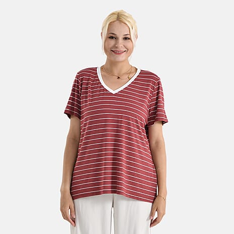 La Marey Stripe Top (Size - Small) - Red White & White