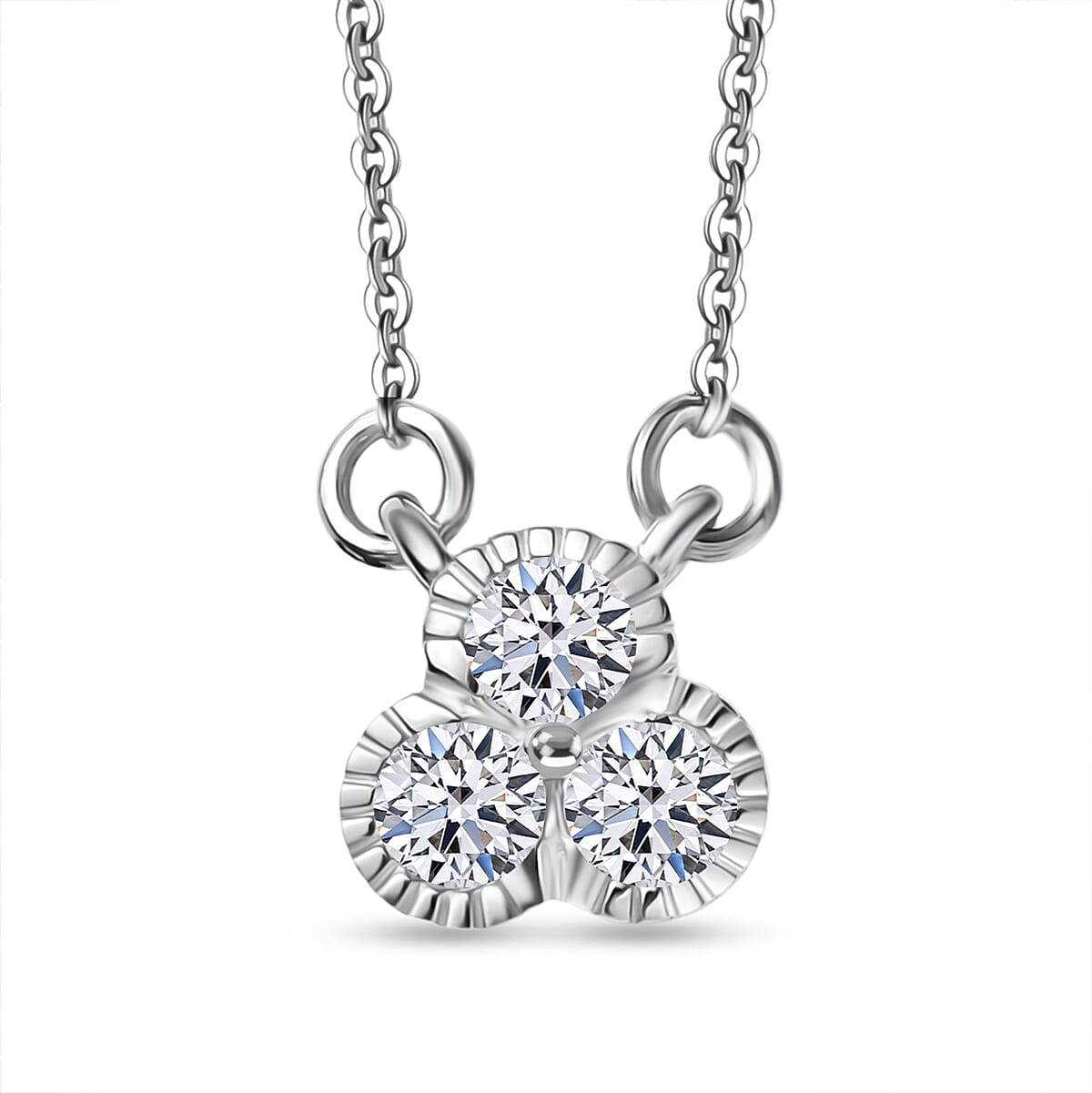 Luxuriant Lab Grown Diamond (SI-GH) Necklace (Size 20) in Rhodium Overlay Sterling Silver 0.25 Ct.