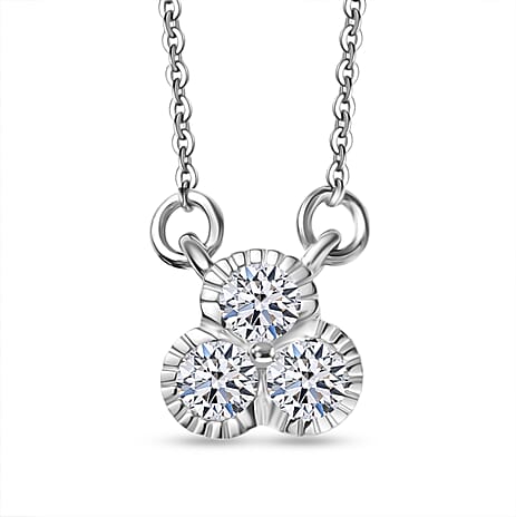 Luxuriant Lab Grown Diamond (SI-GH) Necklace (Size 20) in Rhodium Overlay Sterling Silver 0.25 Ct.