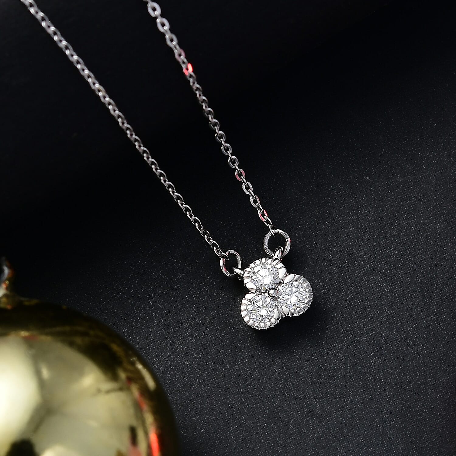 Luxuriant Lab Grown Diamond (SI-GH) Necklace (Size 20) in Rhodium Overlay Sterling Silver 0.25 Ct.