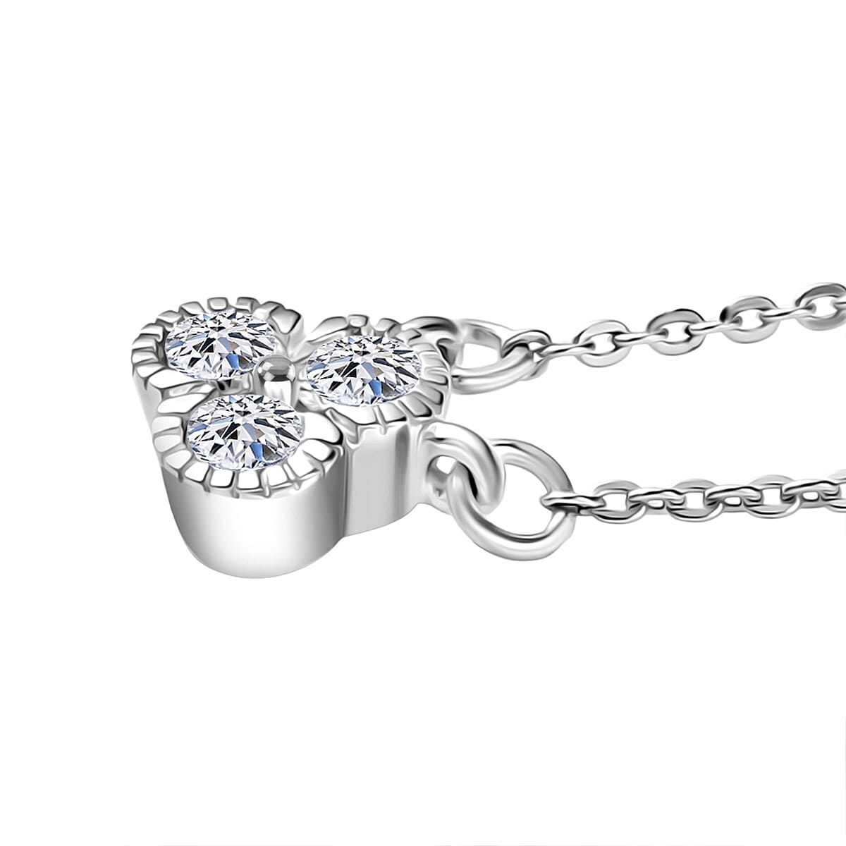 Luxuriant Lab Grown Diamond (SI-GH) Necklace (Size 20) in Rhodium Overlay Sterling Silver 0.25 Ct.
