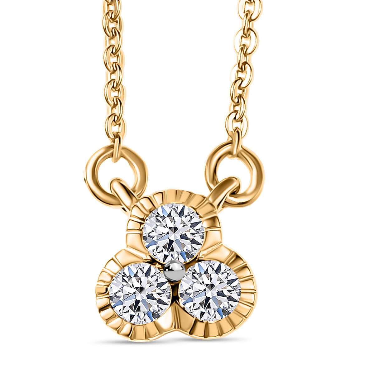 Luxuriant Lab Grown Diamond (SI-GH) Necklace (Size 20) in 18K Vermeil Yellow Gold Plated Sterling Silver 0.25 Ct.
