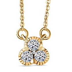 LUXURIANT Lab Grown Diamond Trilogy Necklace (Size 20) in Rhodium Overlay Sterling Silver (SI-GH)