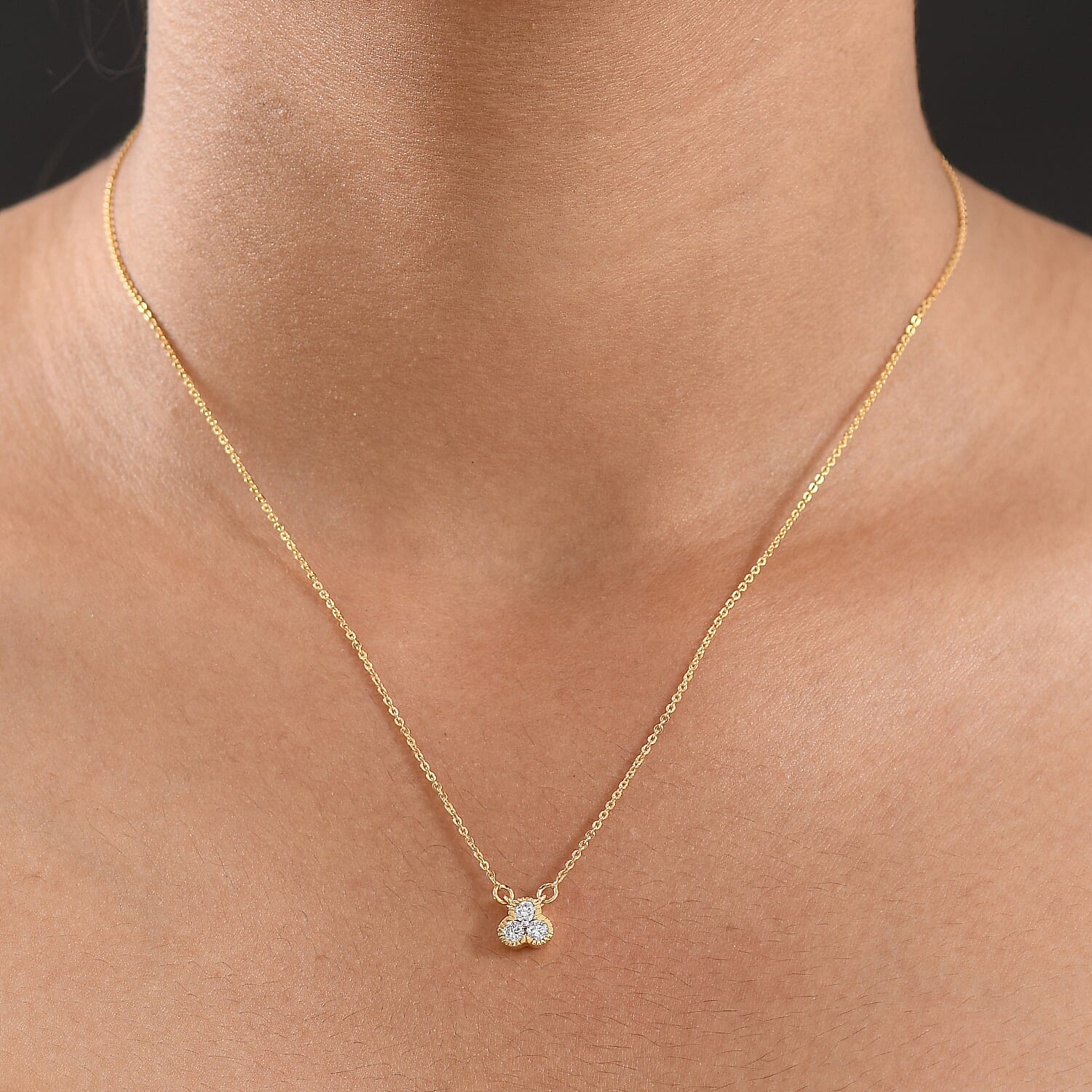 Luxuriant Lab Grown Diamond (SI-GH) Necklace (Size 20) in 18K Vermeil Yellow Gold Plated Sterling Silver 0.25 Ct.