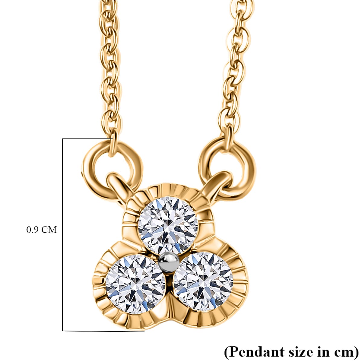 Luxuriant Lab Grown Diamond (SI-GH) Necklace (Size 20) in 18K Vermeil Yellow Gold Plated Sterling Silver 0.25 Ct.