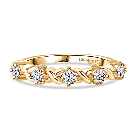 Luxuriant Lab Grown Diamond (SI-GH) Half Eternity Band Ring in 18K Vermeil Yellow Gold Plated Sterling Silver 0.36 Ct.