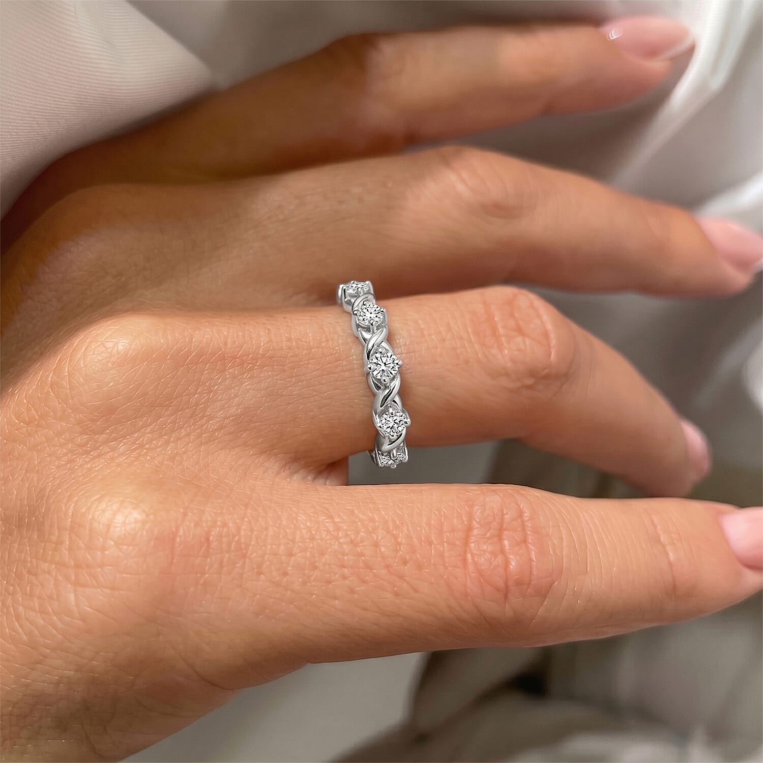 Luxuriant Lab Grown Diamond Half Eternity Band Ring