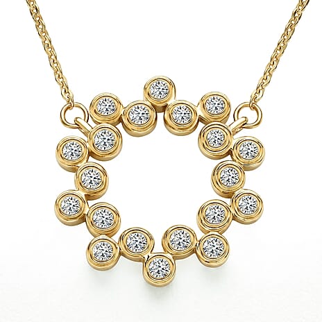 Luxuriant Lab Grown Diamond (SI-G-H) Bubble Circle Necklace (Size - 20) in 18K Vermeil Yellow Gold Plated Sterling Silver 0.52 Ct