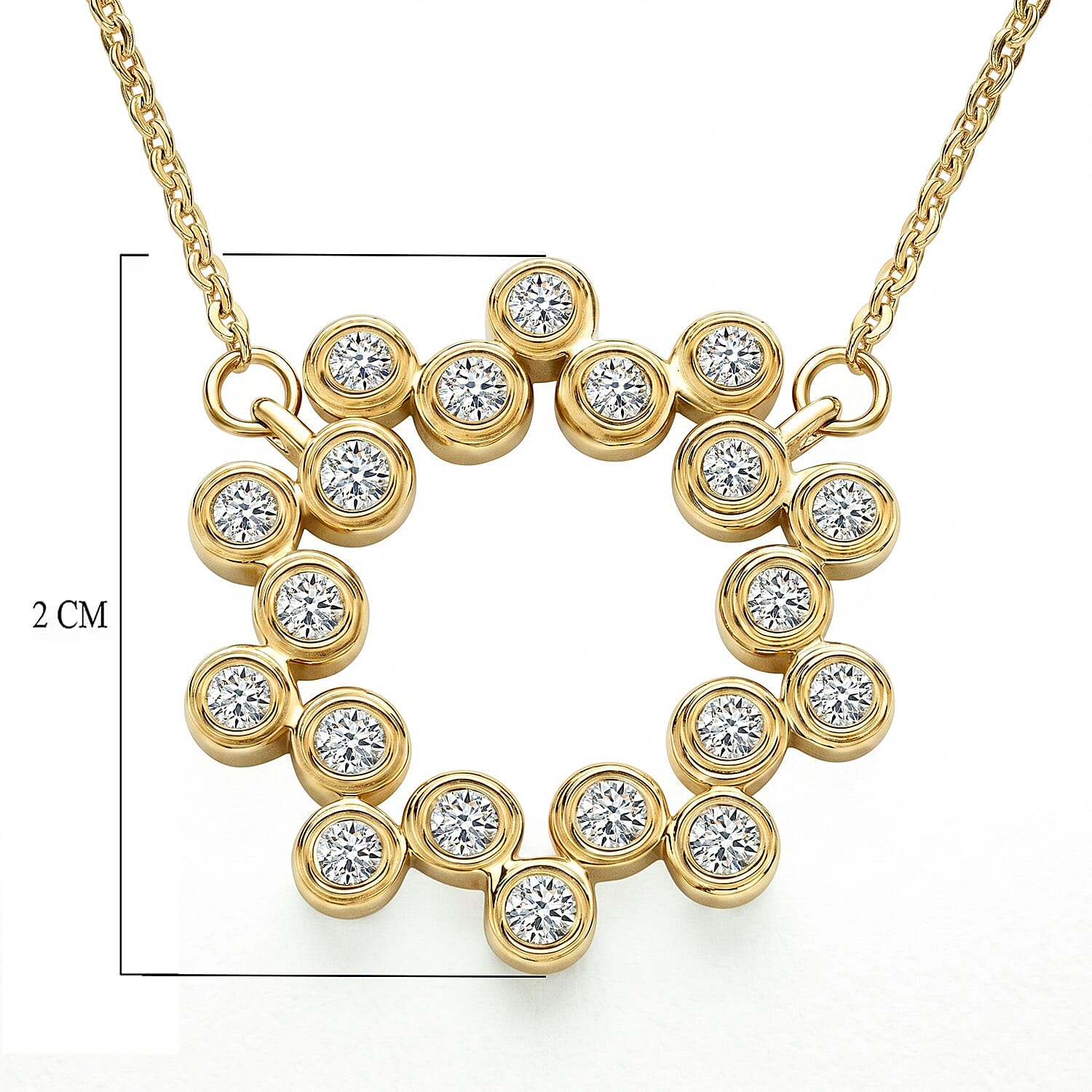 Luxuriant Lab Grown Diamond (SI-G-H) Bubble Circle Necklace (Size - 20) in 18K Vermeil Yellow Gold Plated Sterling Silver 0.52 Ct