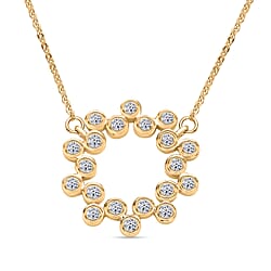 LUXURIANT 0.50 Ct. Lab Grown Diamond Bubble Circle Necklace (Size - 20) in Rhodium Overlay Sterling Silver