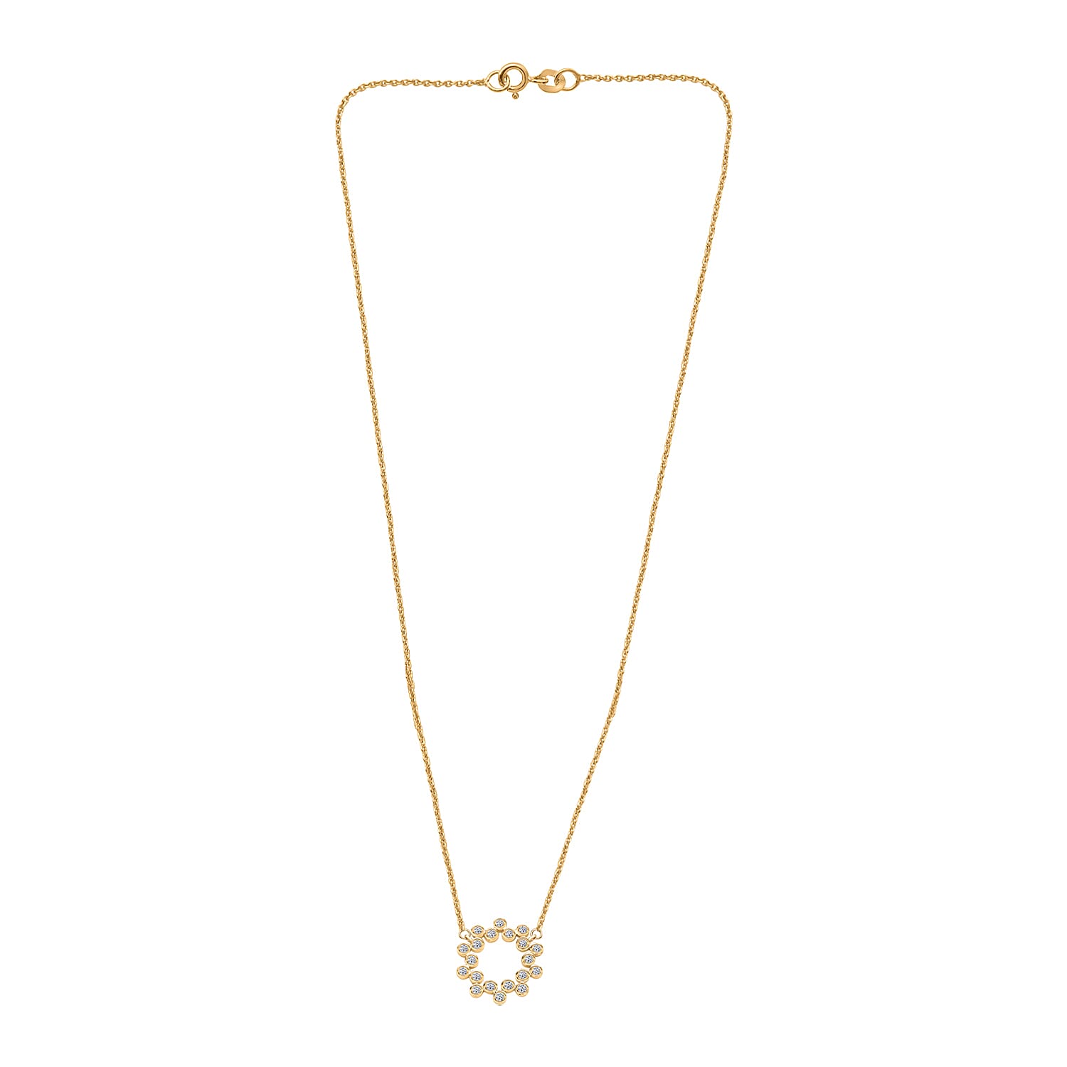 Luxuriant Lab Grown Diamond (SI-G-H) Bubble Circle Necklace (Size - 20) in 18K Vermeil Yellow Gold Plated Sterling Silver 0.52 Ct