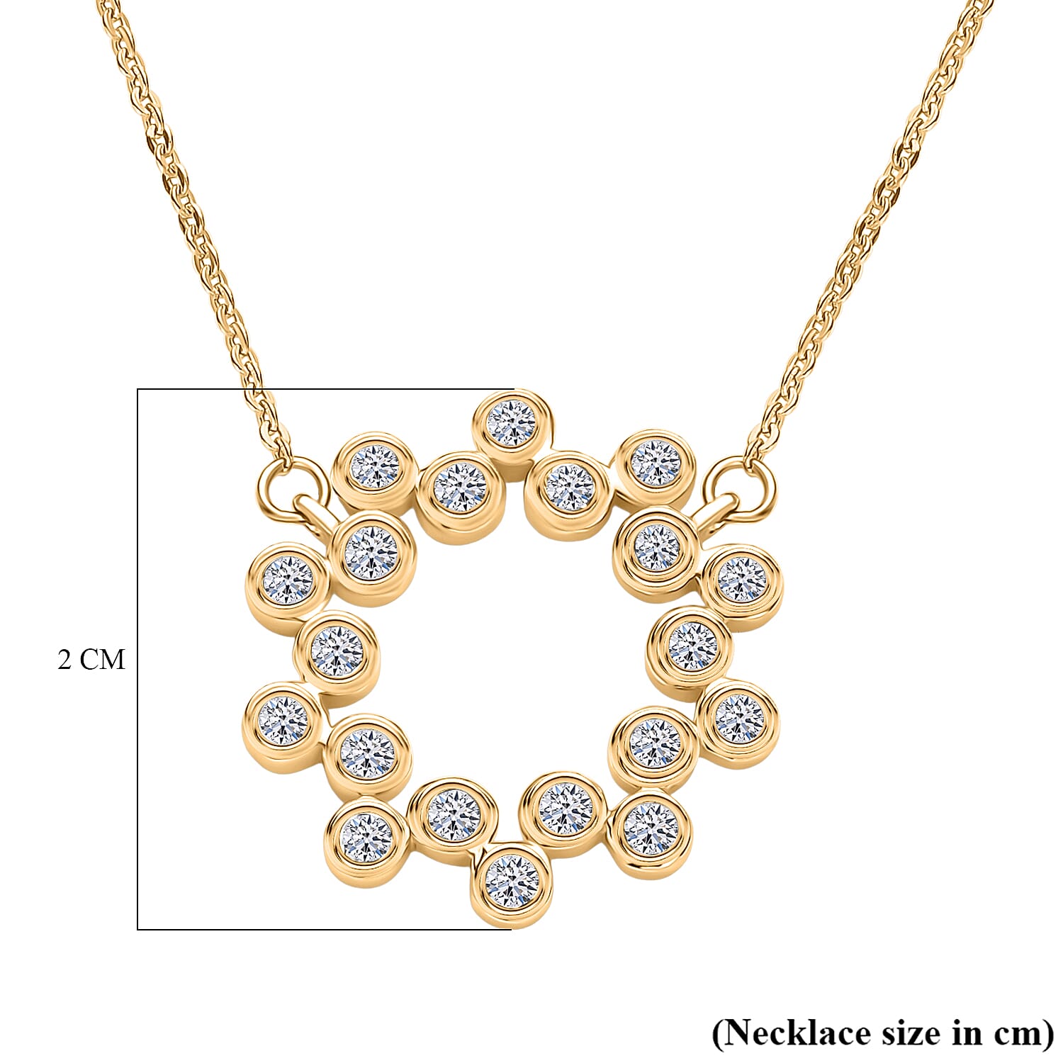 Luxuriant Lab Grown Diamond (SI-G-H) Bubble Circle Necklace (Size - 20) in 18K Vermeil Yellow Gold Plated Sterling Silver 0.52 Ct