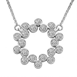 LUXURIANT 0.5 Ct. Lab Grown Diamond Bubble Circle Necklace (Size - 20) in Rhodium Overlay Sterling Silver
