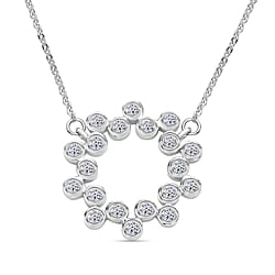 LUXURIANT 0.50 Ct. Lab Grown Diamond Bubble Circle Necklace (Size - 20) in Rhodium Overlay Sterling Silver