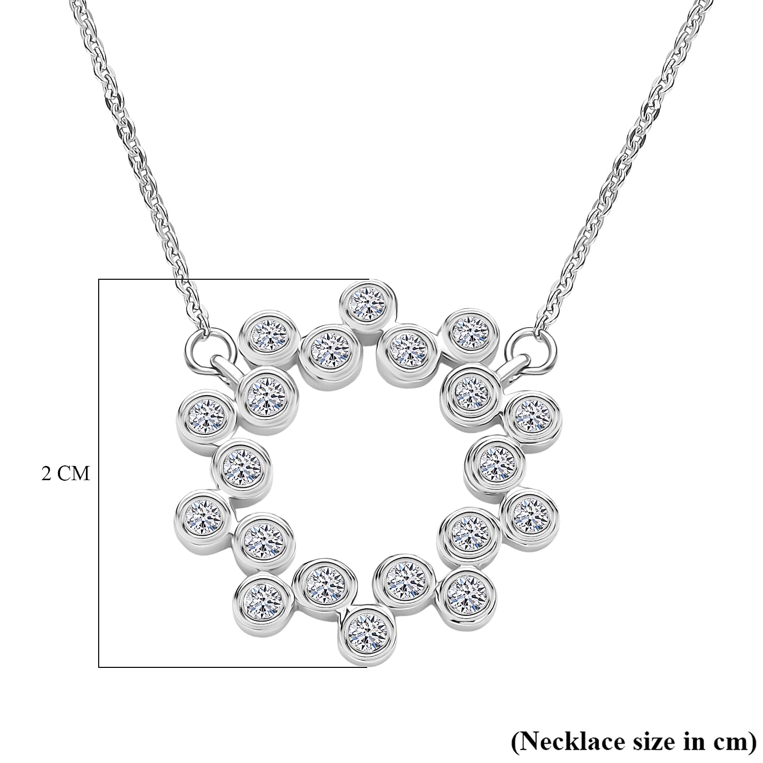 Luxuriant Lab Grown Diamond (SI-G-H) Bubble Circle Necklace (Size - 20) in Rhodium Overlay Sterling Silver 0.52 Ct.