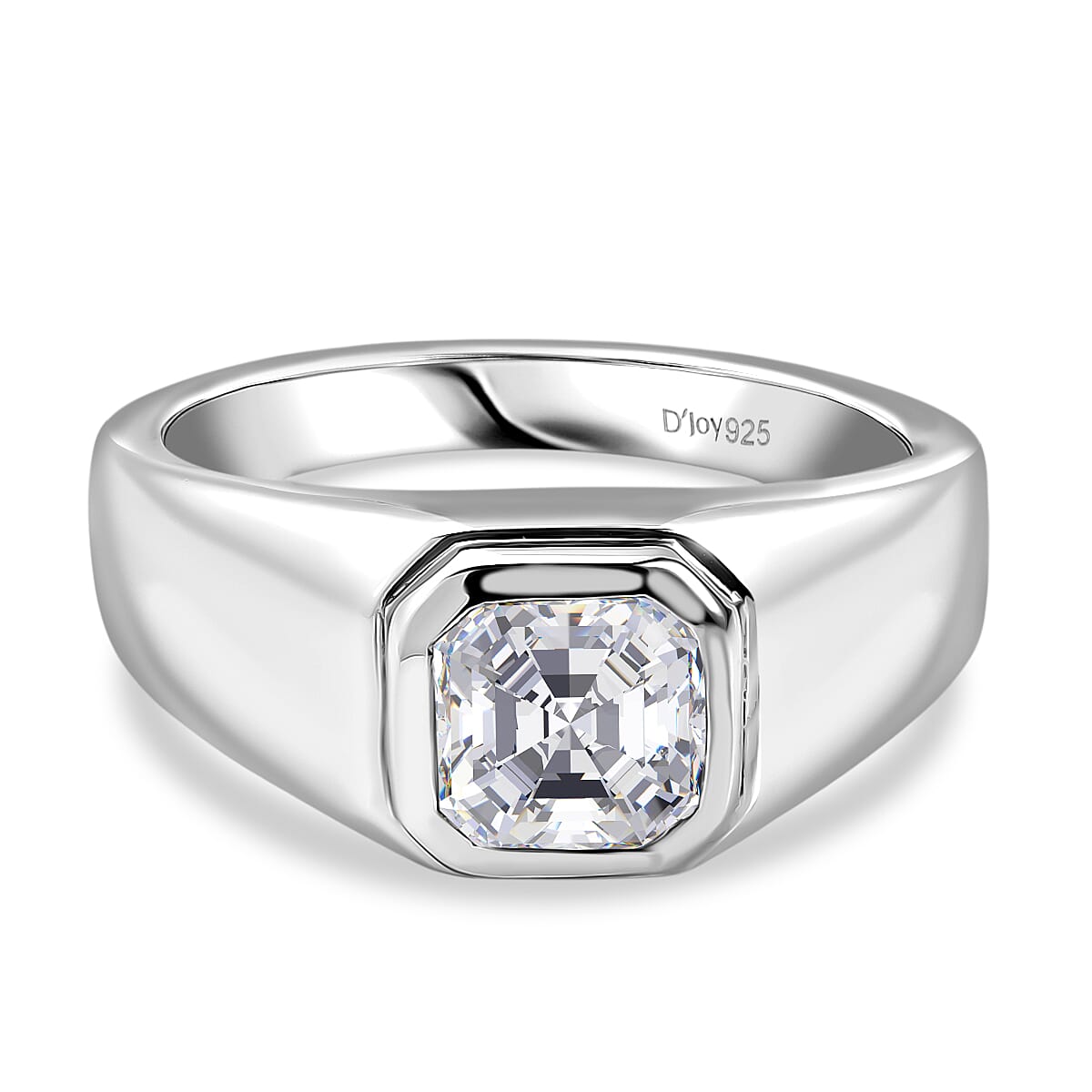 D'Joy Moissanite Mens Ring in Rhodium Overlay Sterling Silver 1.73 Ct, Silver Wt. 5.54 Gms.
