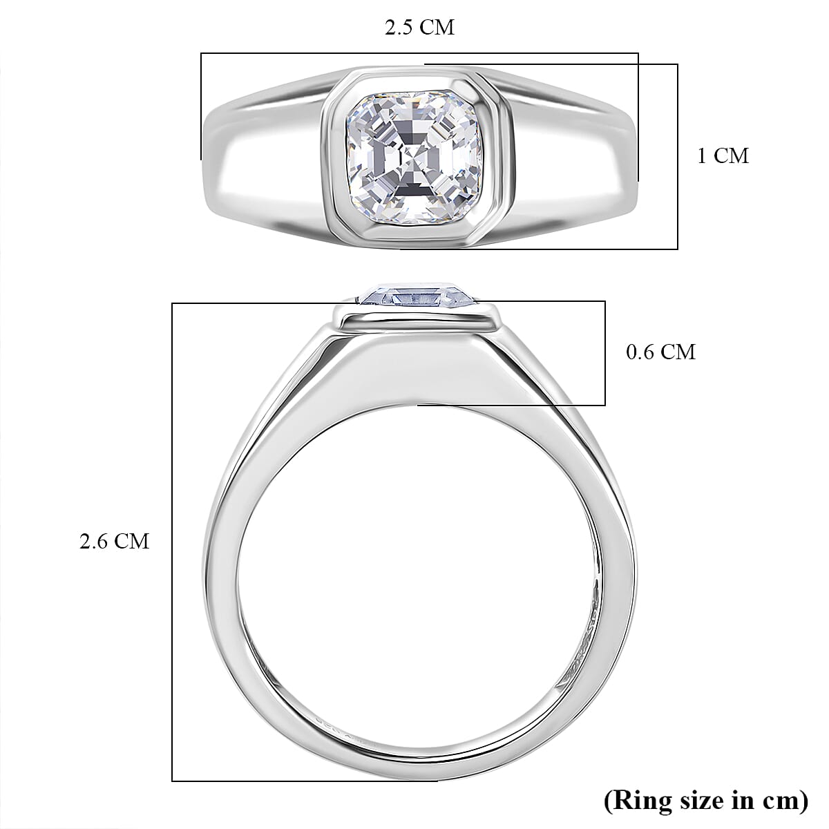 D'Joy Moissanite Mens Ring in Rhodium Overlay Sterling Silver 1.73 Ct, Silver Wt. 5.54 Gms.