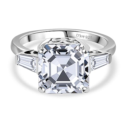 D'joy 5.6 Ct. Moissanite Solitaire Ring in Rhodium Sterling Silver