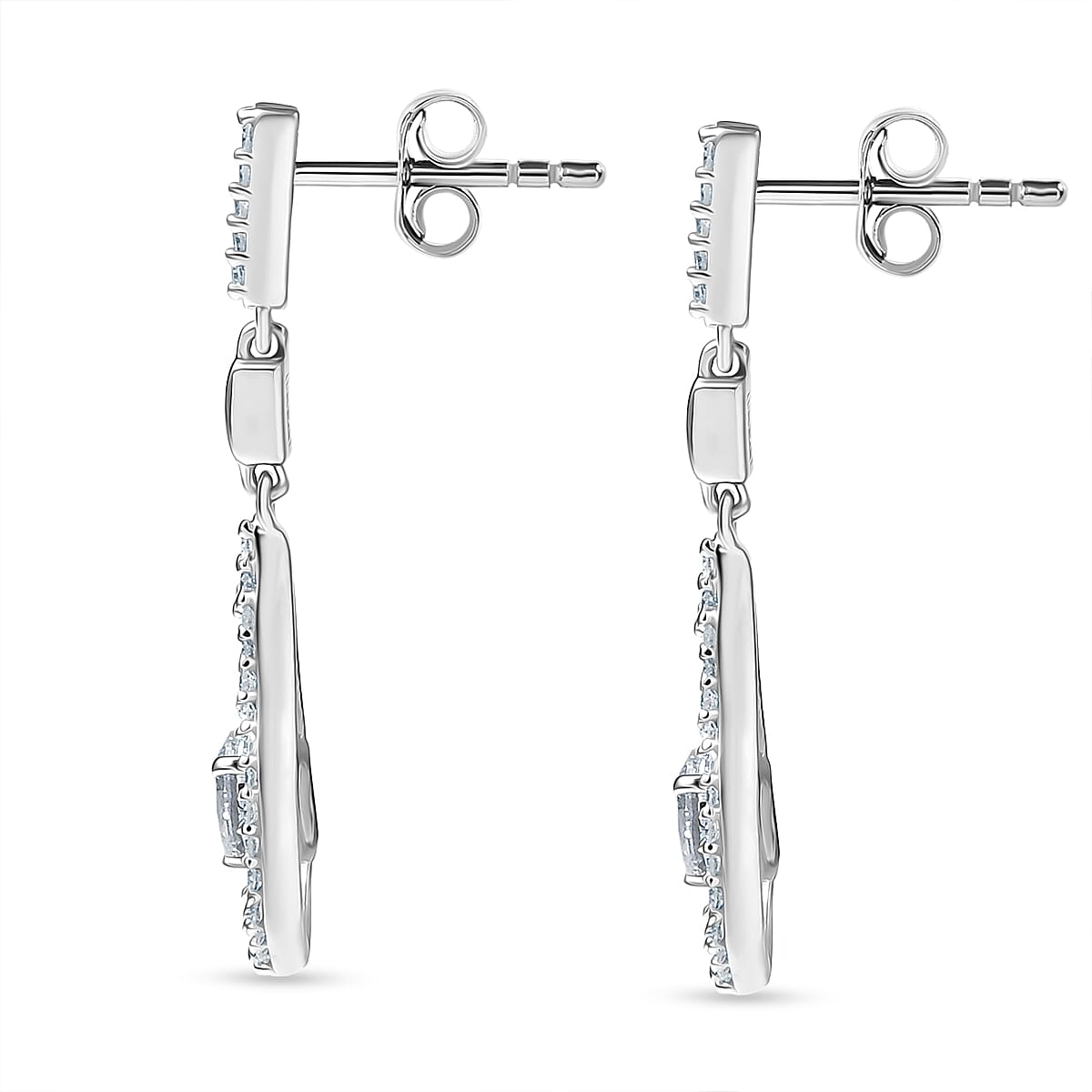 Luxuriant Lab Grown Diamond Dangling Earring in Rhodium Overlay Sterling Silver 1.00 Ct.