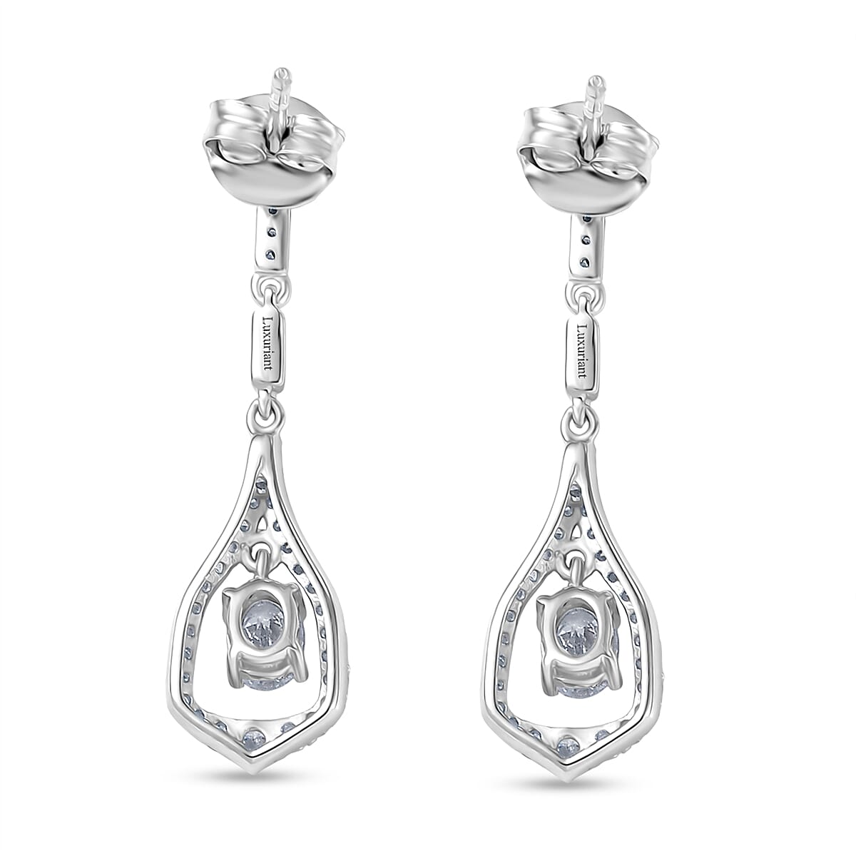 Luxuriant Lab Grown Diamond Dangling Earring in Rhodium Overlay Sterling Silver 1.00 Ct.