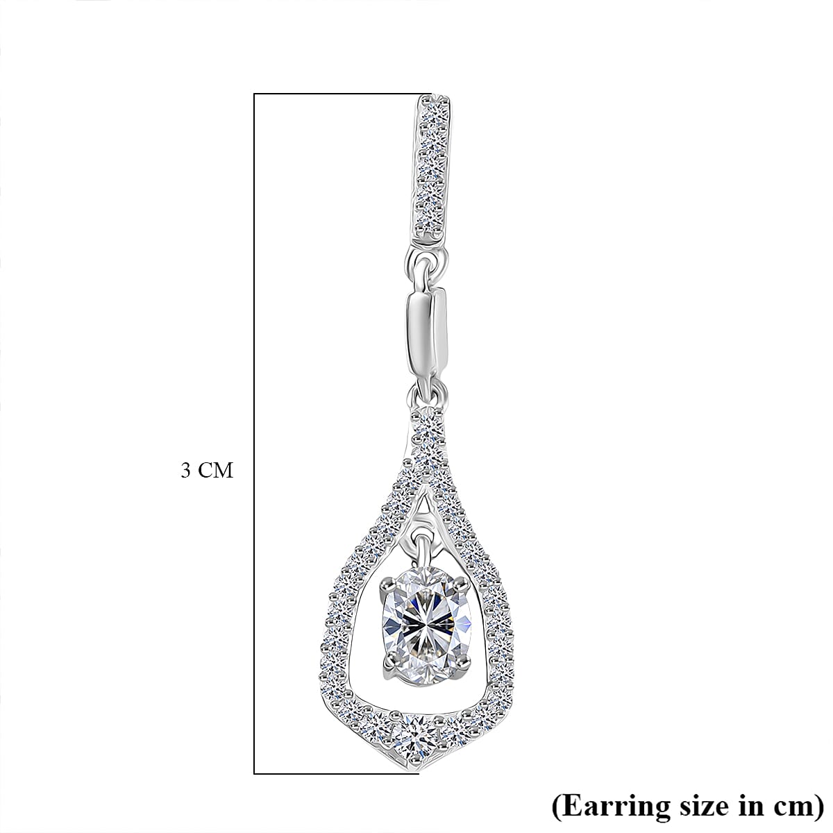 Luxuriant Lab Grown Diamond Dangling Earring in Rhodium Overlay Sterling Silver 1.00 Ct.