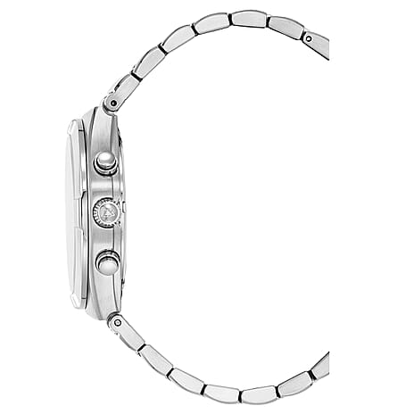 Christophe Duchamp DOrsay Quartz Ronda 5030.d Chronograph 5ATM Ladies Watch with Diamond Sky Blue Dial and Silver Stainless Steel Chain Strap