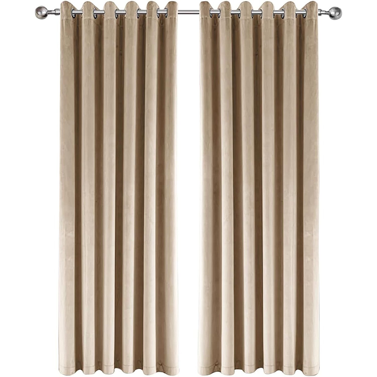 THE PREMIUM CLOSEOUT - Crushed Velvet Eyelet Header Lined  Curtains (229x168 cm) - Off White