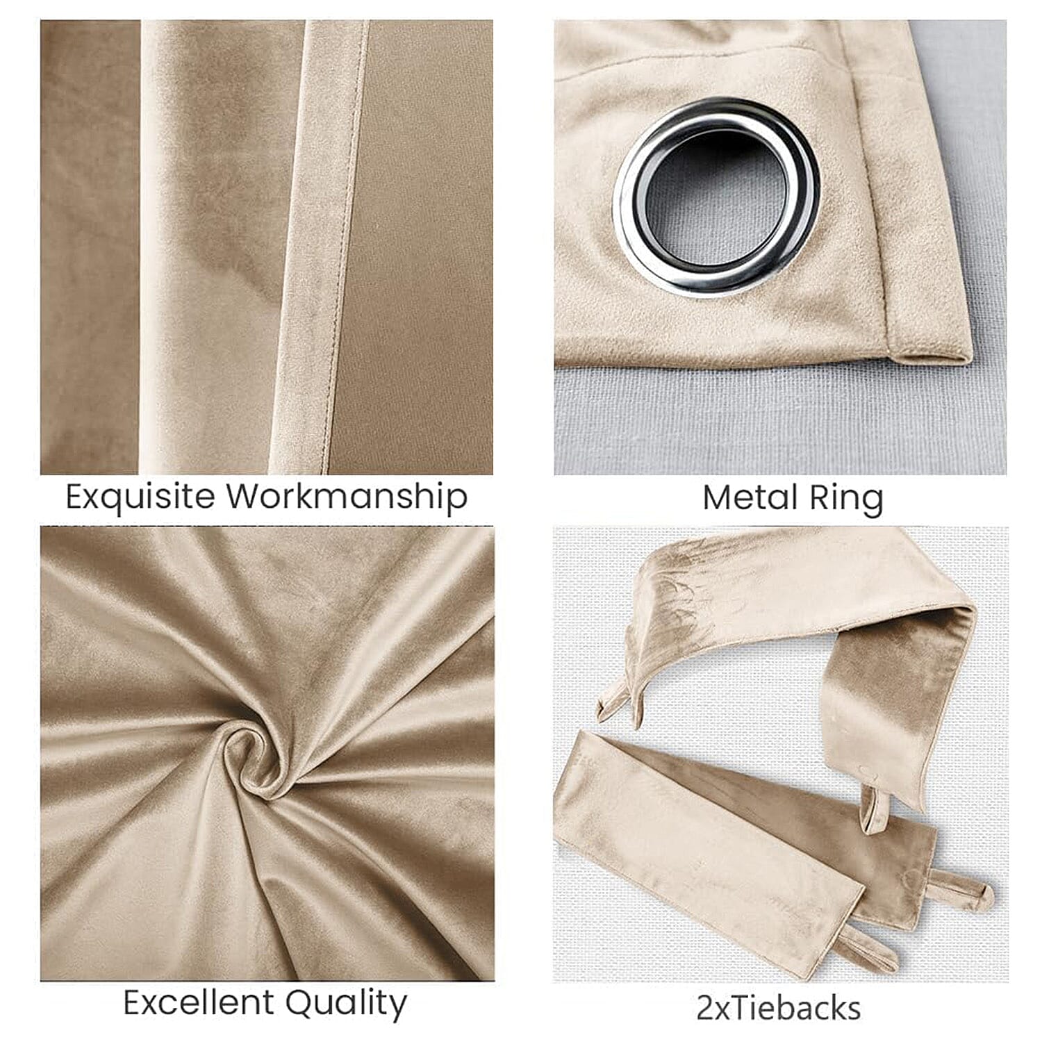 THE PREMIUM CLOSEOUT - Crushed Velvet Eyelet Header Lined  Curtains (229x168 cm) - Off White