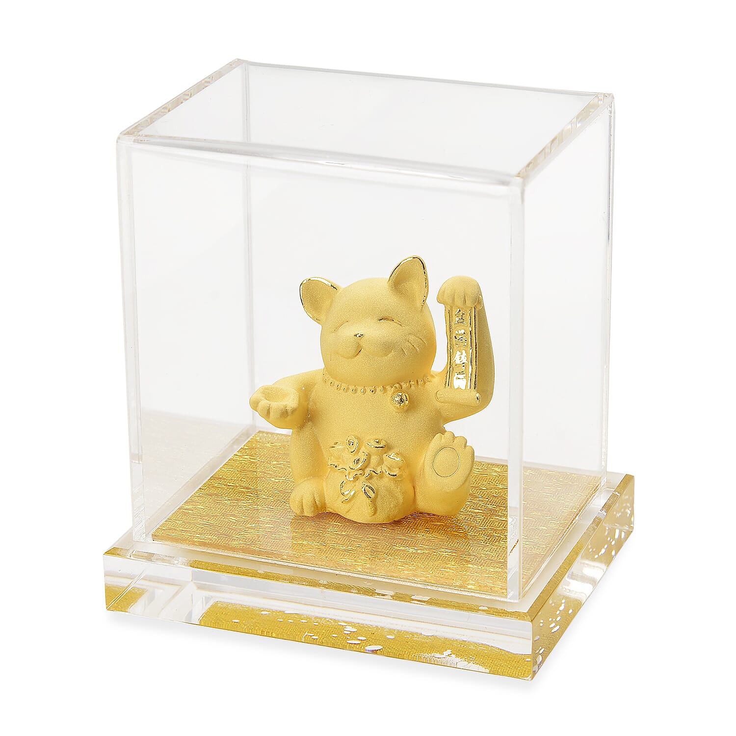24K Yellow Gold Maneki Neko Lucky Cat Collectible Symbolising Prosperity & Wealth Ornament