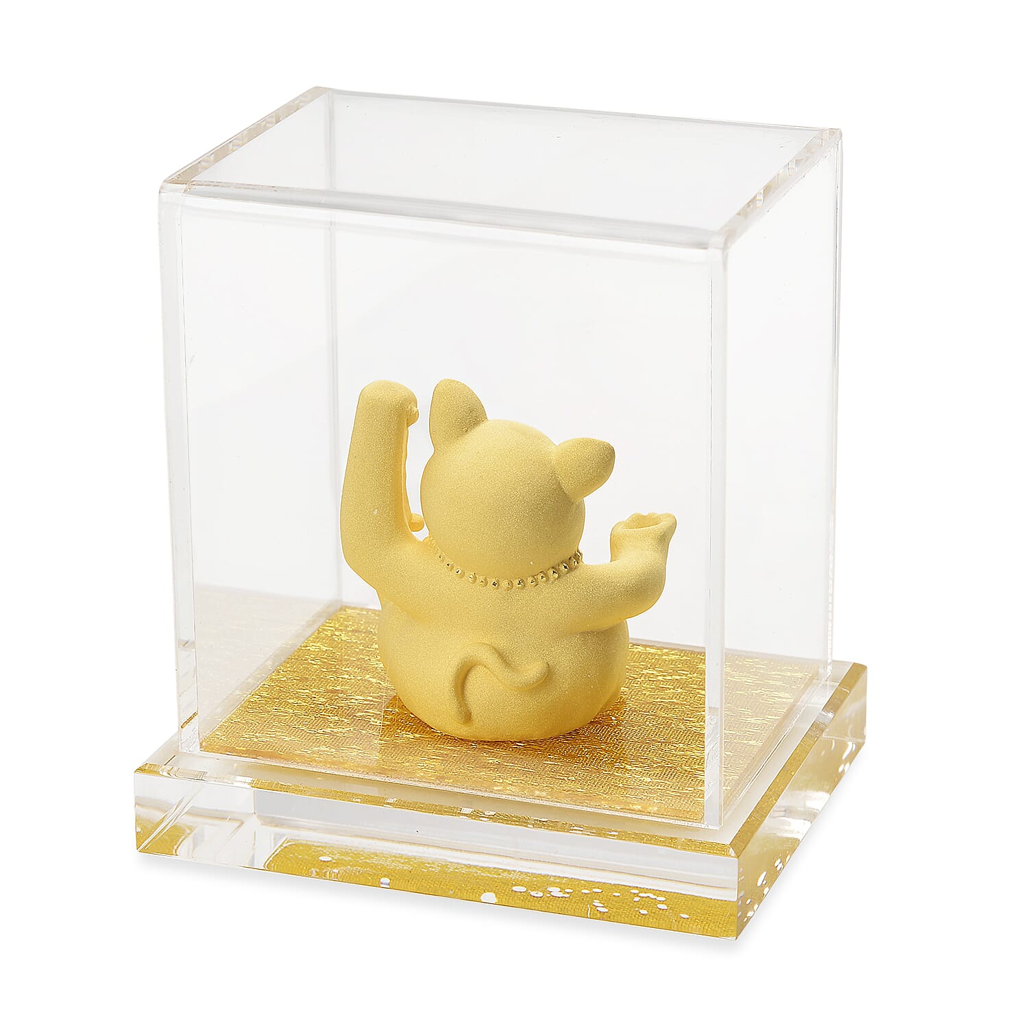 24K Yellow Gold Maneki Neko Lucky Cat Collectible Symbolising Prosperity & Wealth Ornament