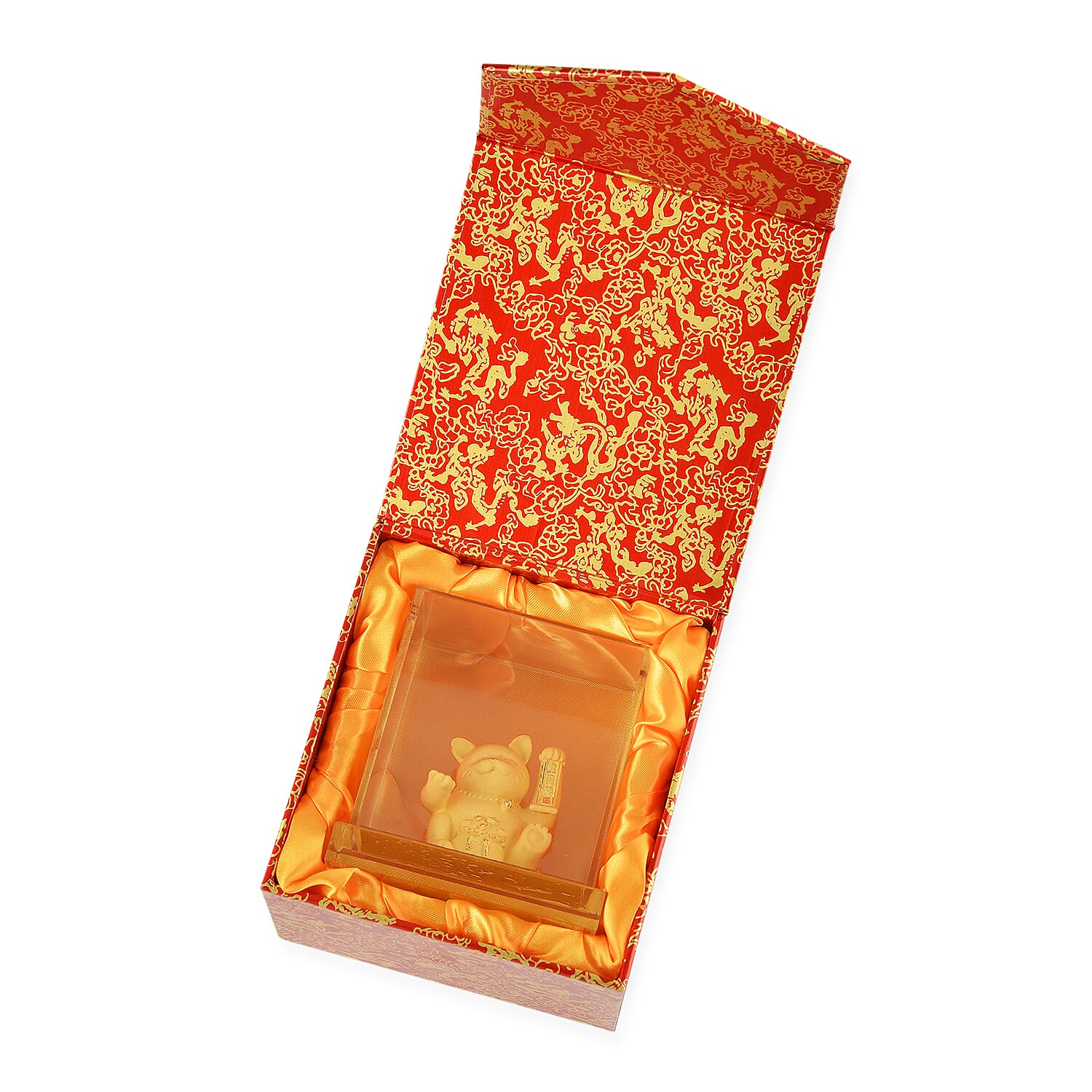 24K Yellow Gold Maneki Neko Lucky Cat Collectible Symbolising Prosperity & Wealth Ornament