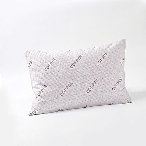 LIVMORE 220 gsm Copper Infused Pillow Cover (Size 50x1 cm) - White & Copper