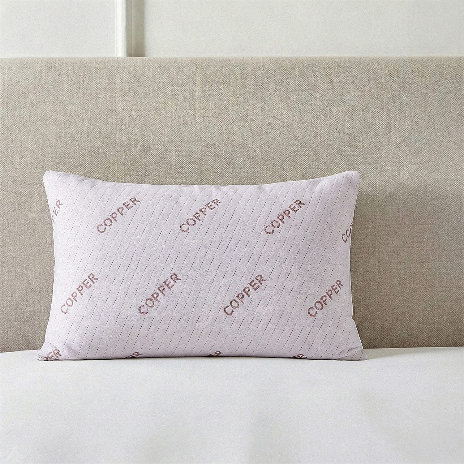 LIVMORE 220 gsm Copper Infused Pillow Cover (Size 50x1 cm) - White & Copper