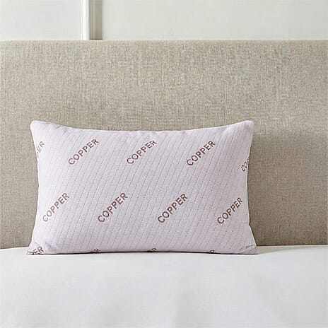 LIVMORE Copper Infused Jacquard Pillowcase 220 gsm (Single Pack, Size 75 x 50 cm) - White