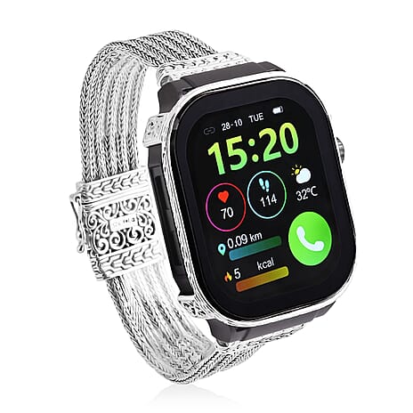 D'Joy Sterling Silver Tulangnaga Chain Smart Watch Bracelet (Size - 8.5) Silver Wt. 46.80 Gms