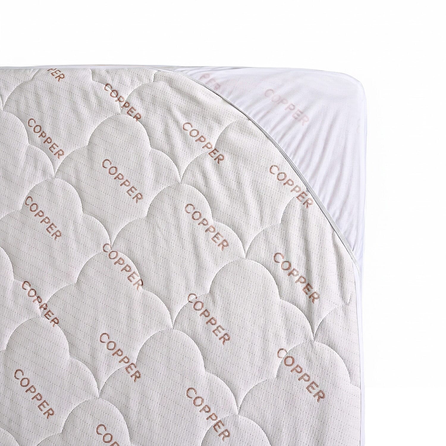 Quilted 150gsm Copper Waterproof Mattress Protector - Anti bac Protection (Size King) - White & Copper