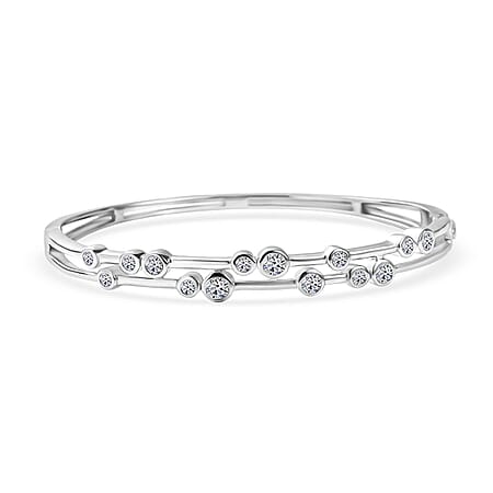 LUXURIANT 1.75 Ct. Lab Grown Diamond Bubble Bangle in Rhodium Overlay Sterling Silver