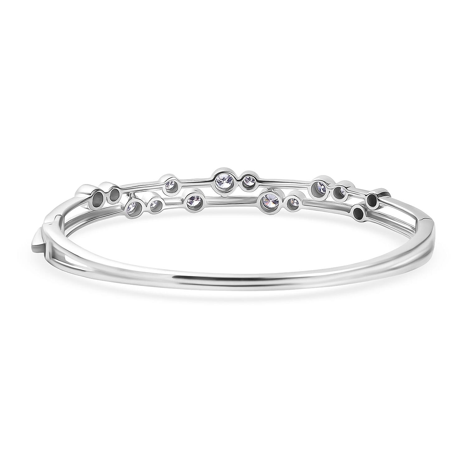 Luxuriant Lab Grown Diamond (SI-GH) BUBBLE Bangle (Size 7.5) in Rhodium Overlay Sterling Silver 1.75 Ct