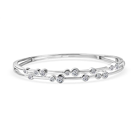 LUXURIANT 1.75 Ct. Lab Grown Diamond Bubble Bangle in Rhodium Overlay Sterling Silver