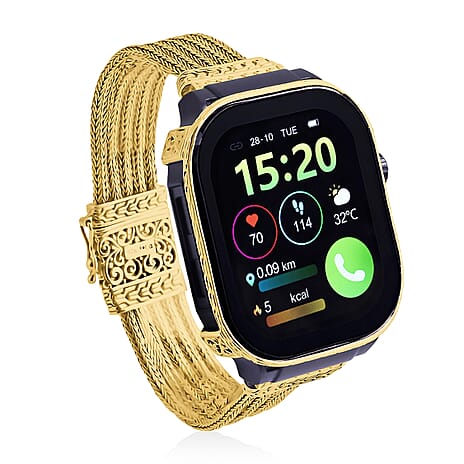 D'Joy 22K Vermeil Yellow Gold Plated Sterling Silver Tulangnaga Chain Smart Watch Bracelet (Size 8.5), Silver Wt. 46.80 Gms.