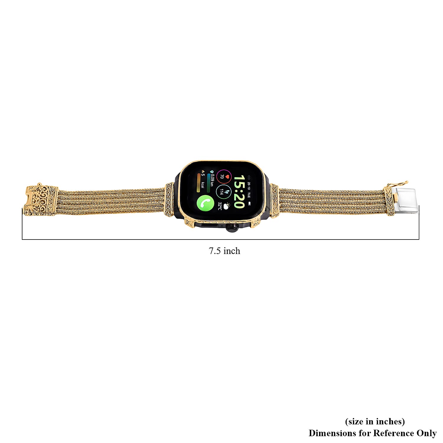 D'Joy 22K Vermeil Yellow Gold Plated Sterling Silver Tulangnaga Chain Smart Watch Bracelet (Size 8.5), Silver Wt. 46.80 Gms.