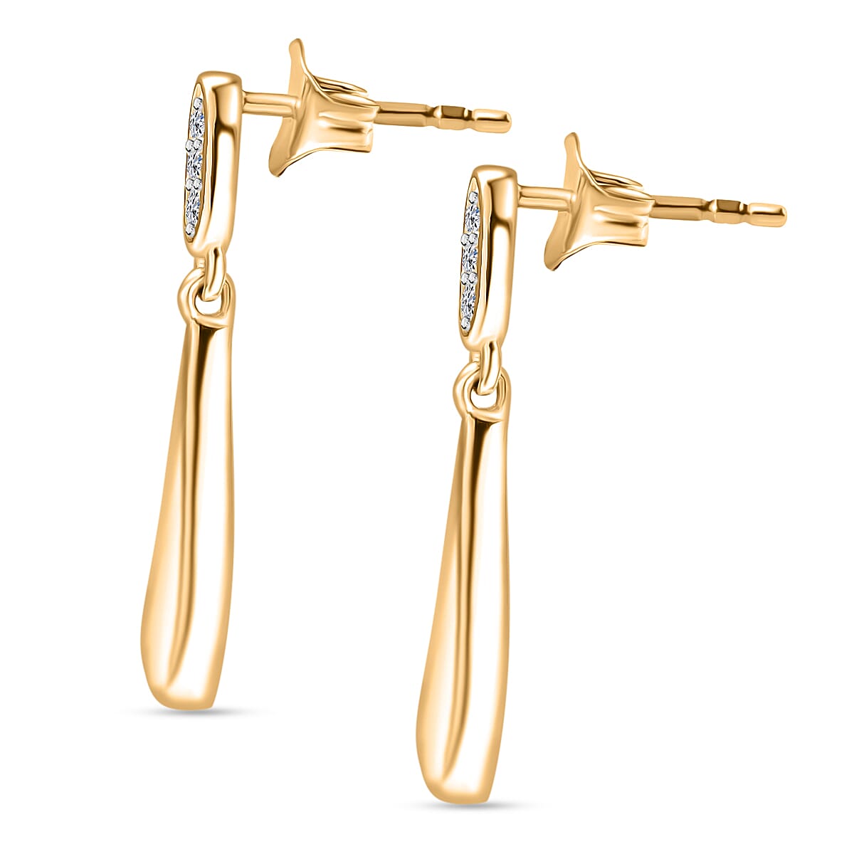 Luxuriant Lab Grown Diamond (SI-GH) Dangling Push Back Earring in 18K Vermeil Yellow Gold Plated Sterling Silver 0.10 Ct.