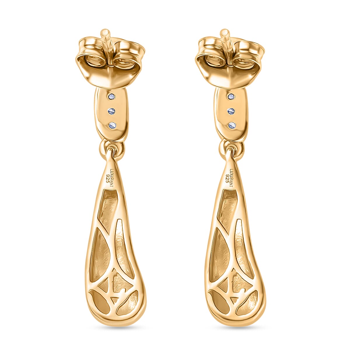 Luxuriant Lab Grown Diamond (SI-GH) Dangling Push Back Earring in 18K Vermeil Yellow Gold Plated Sterling Silver 0.10 Ct.