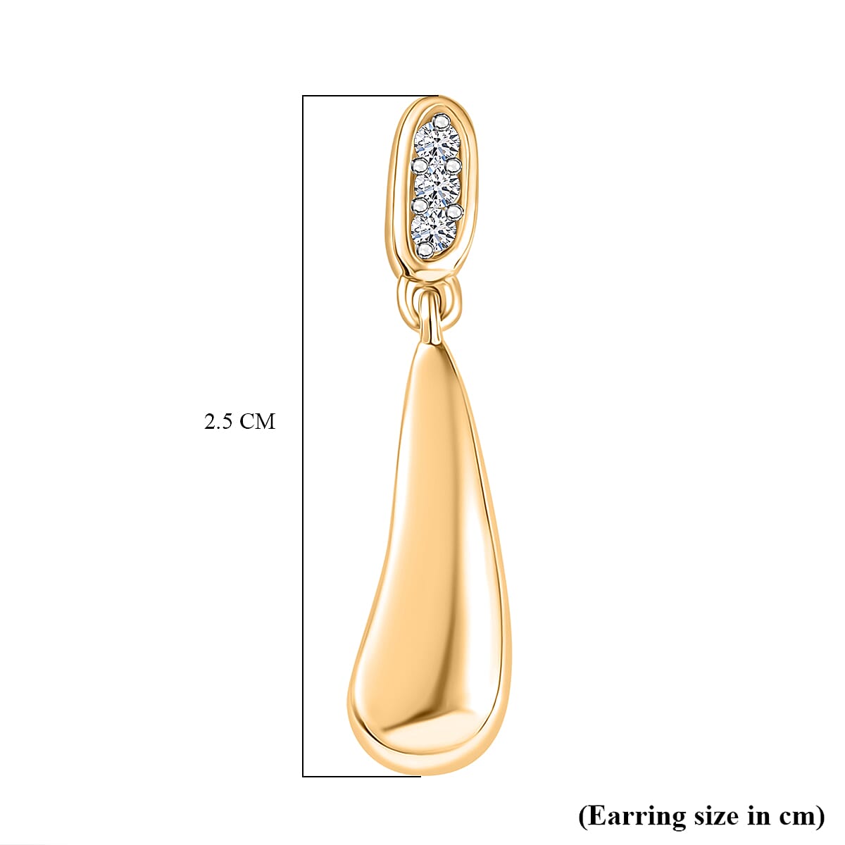 Luxuriant Lab Grown Diamond (SI-GH) Dangling Push Back Earring in 18K Vermeil Yellow Gold Plated Sterling Silver 0.10 Ct.