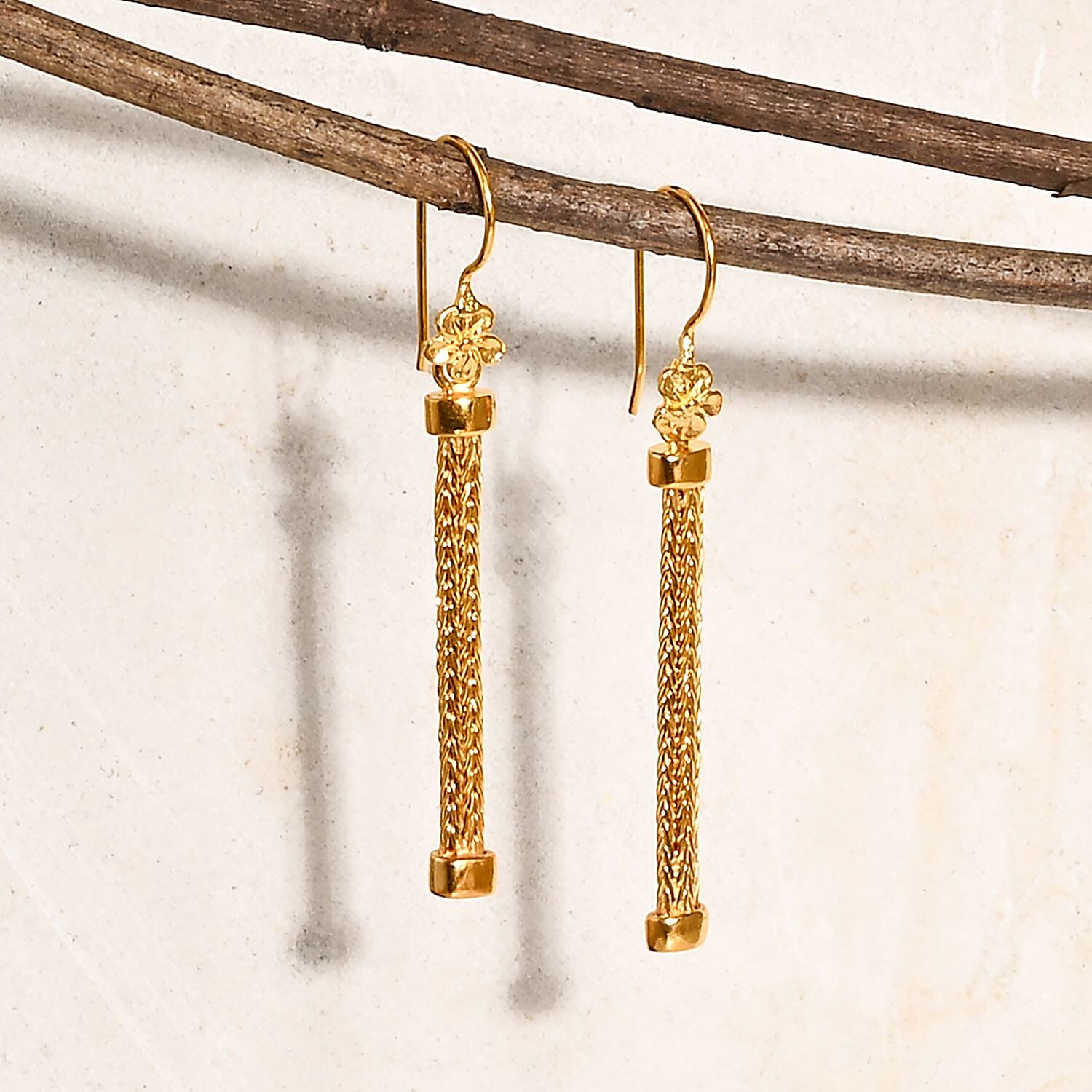 Bali Legacy Sterling Silver Earring with Hook in 22K Vermeil Yellow Gold Plated