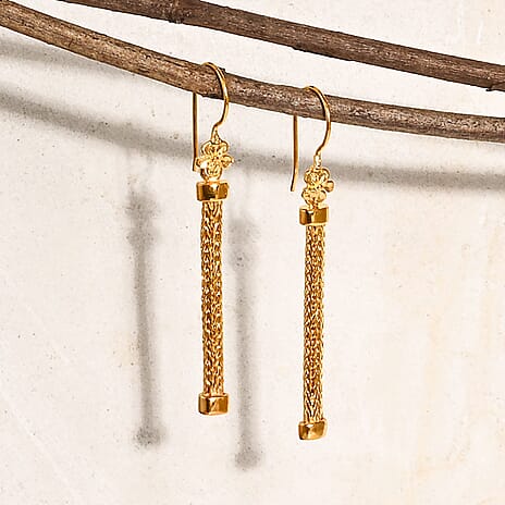 Royal Bali Collection - Sterling Silver Earring with Hook in 22K Vermeil Yellow Gold Plated