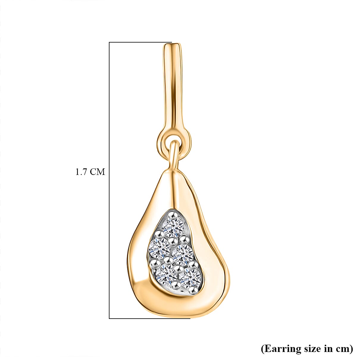 Luxuriant Lab Grown Diamond (SI-GH) Dangling Push Back Earring in 18K Vermeil Yellow Gold Plated Sterling Silver 0.12 Ct.