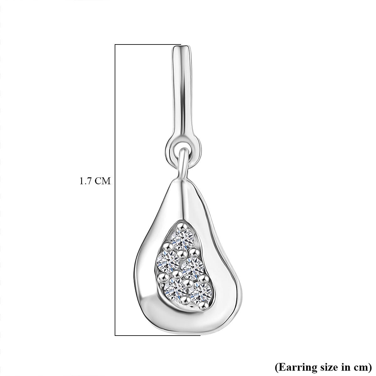 Luxuriant Lab Grown Diamond (SI-GH) Dangling Earring with Push Back in Rhodium Overlay Sterling Silver 0.12 Ct.