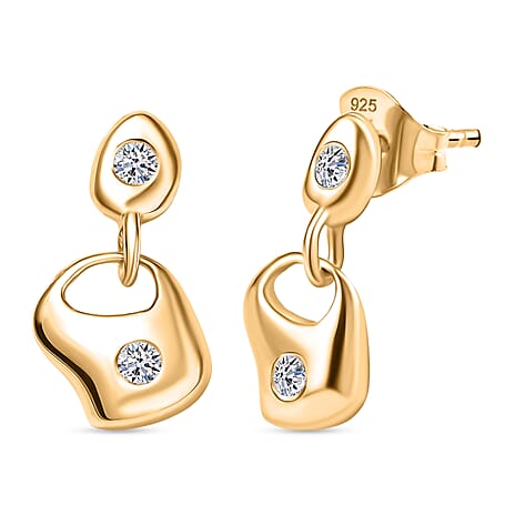 Luxuriant Lab Grown Diamond (SI-GH) Dangling Push Back Earring in 18K Vermeil Yellow Gold Plated Sterling Silver 0.16 Ct.