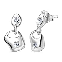 LUXURIANT Lab Grown Diamond Dangle Earrings in Rhodium Overlay Sterling Silver
